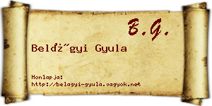 Belágyi Gyula névjegykártya